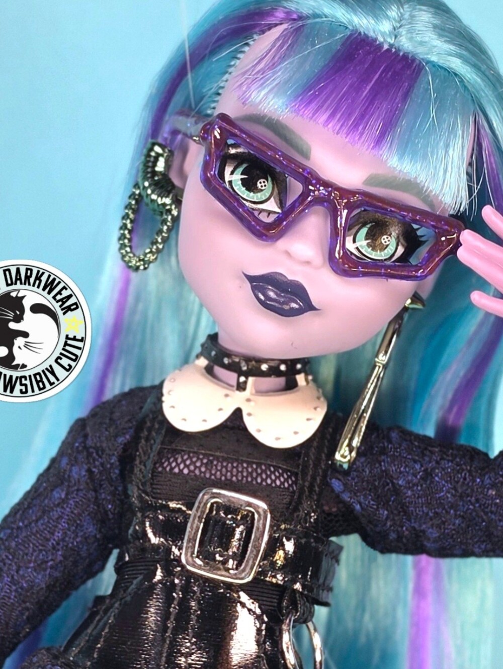 For Monster High G3 Doll- Purple Glitter Vintage Style Glasses